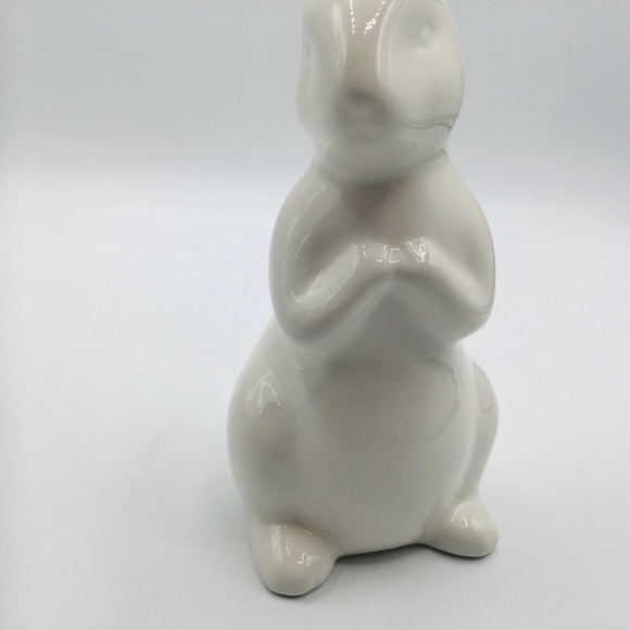 CERAMIC White Bunny Rabbit 8” Easter Spring Figure Farmhouse Decor Mantle Table - Picture 3 of 9